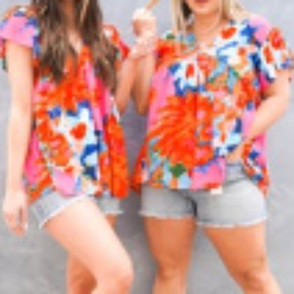 Entro, Multi-colored babydoll Blouse, Size Medium - Picture 6 of 6